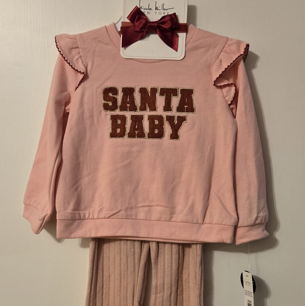 Nicole Miller Pink Santa Baby Toddler Girls Set - Picture 1 of 6